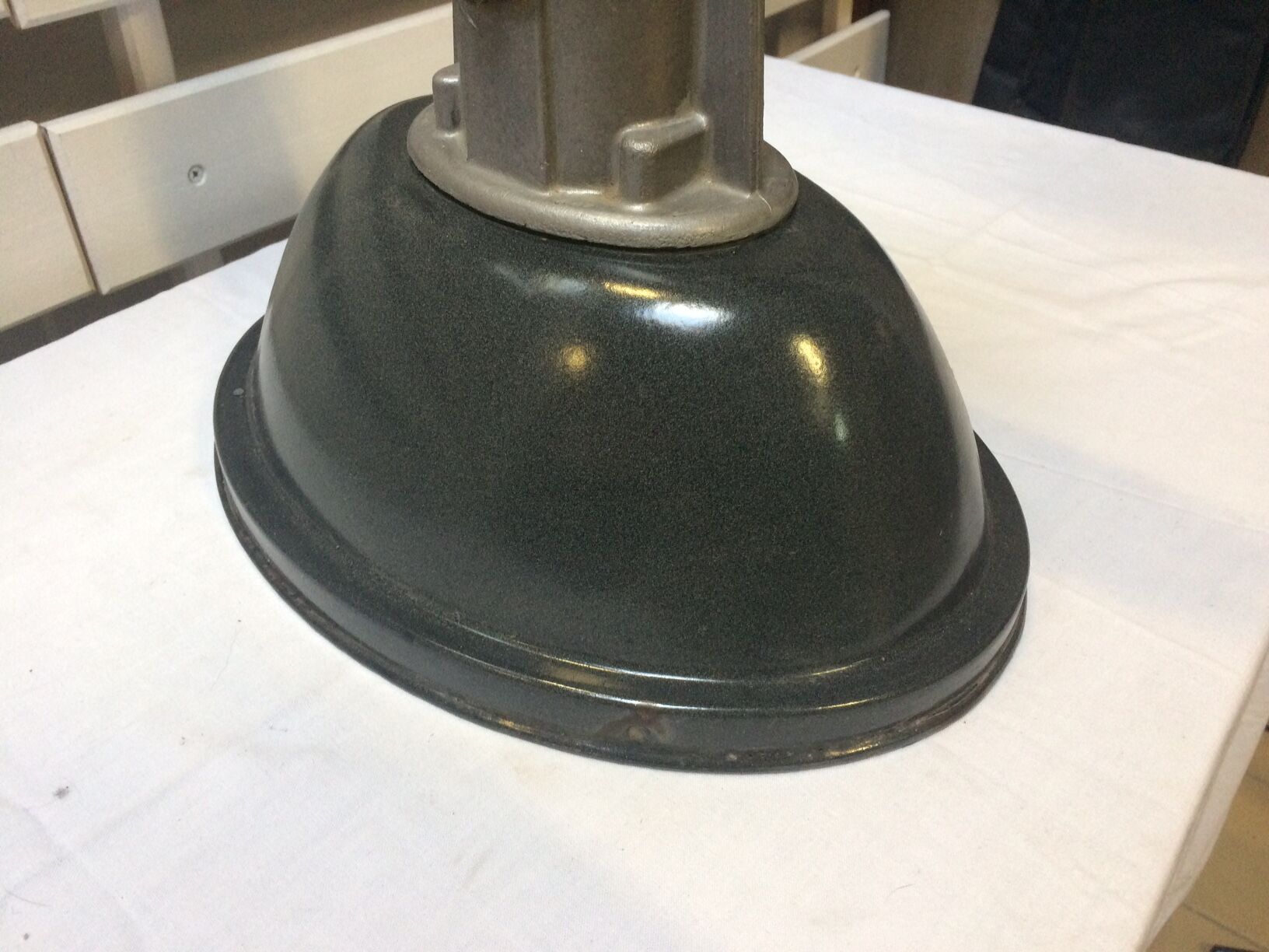 Suspension industrielle ovale vintage émaillée gris anthracite