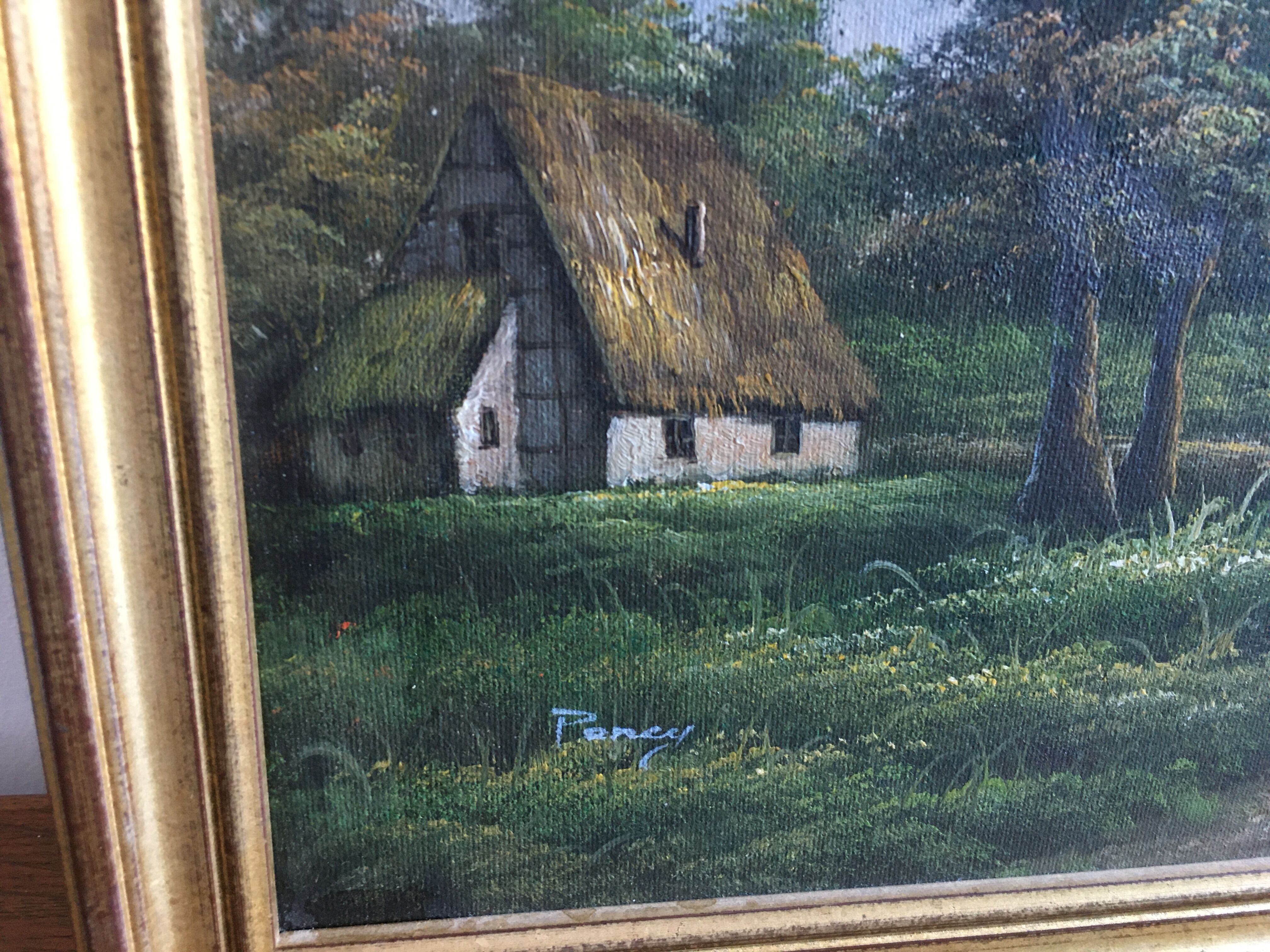 Painting on framed canvas gilded wood