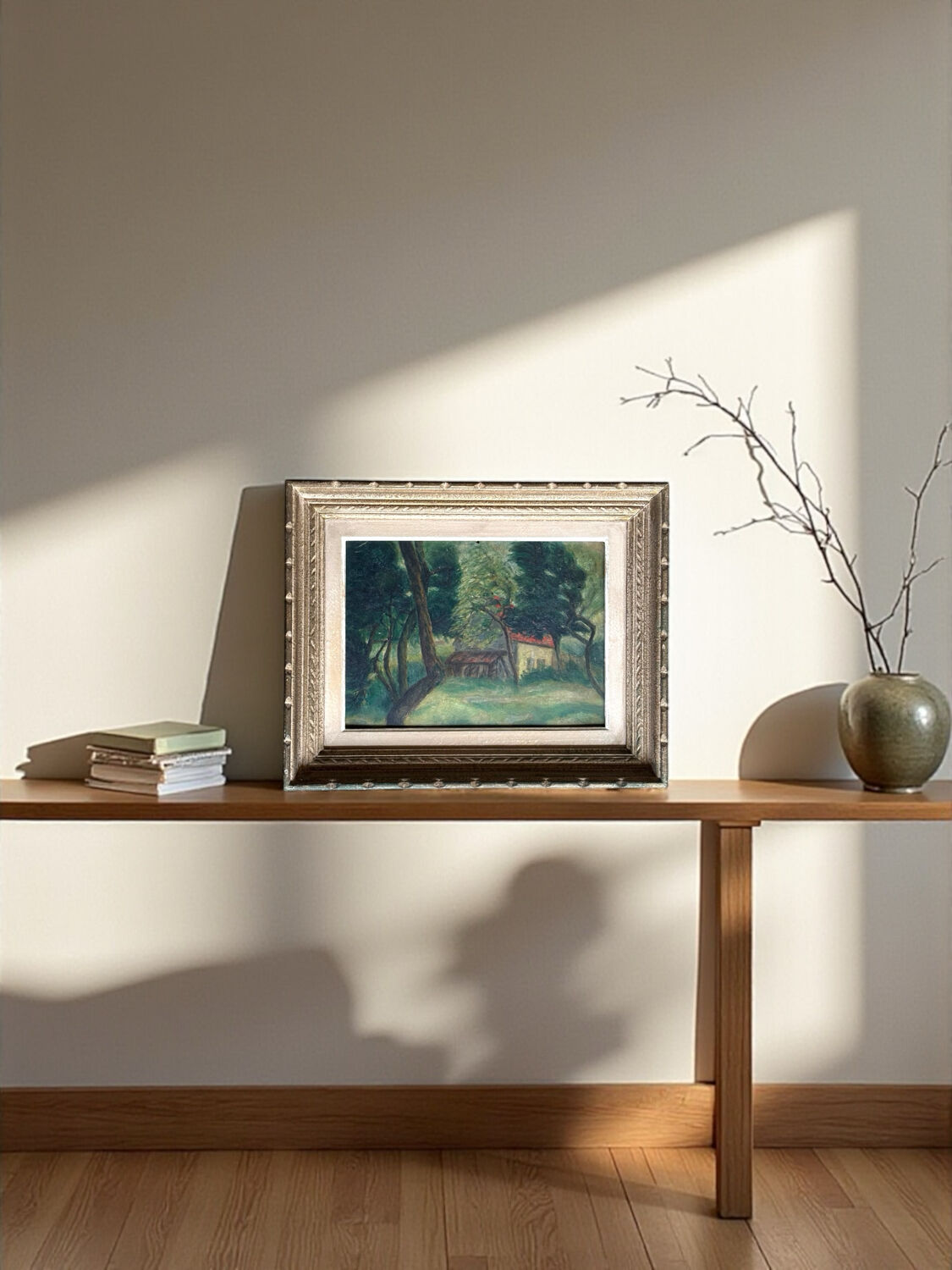 Oil painting, woods, signed Bertin 1932, framed