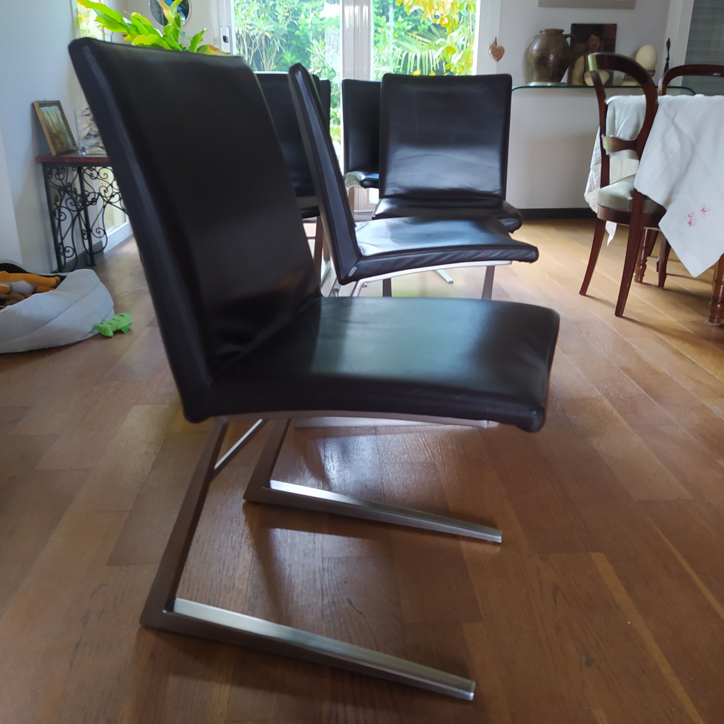 6 leather chairs mariposa deluxe boconcept | Selency