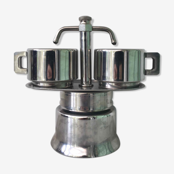 Italian coffee maker and stainless steel cups