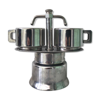 Italian coffee maker and stainless steel cups