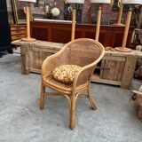 Rattan armchair 80s