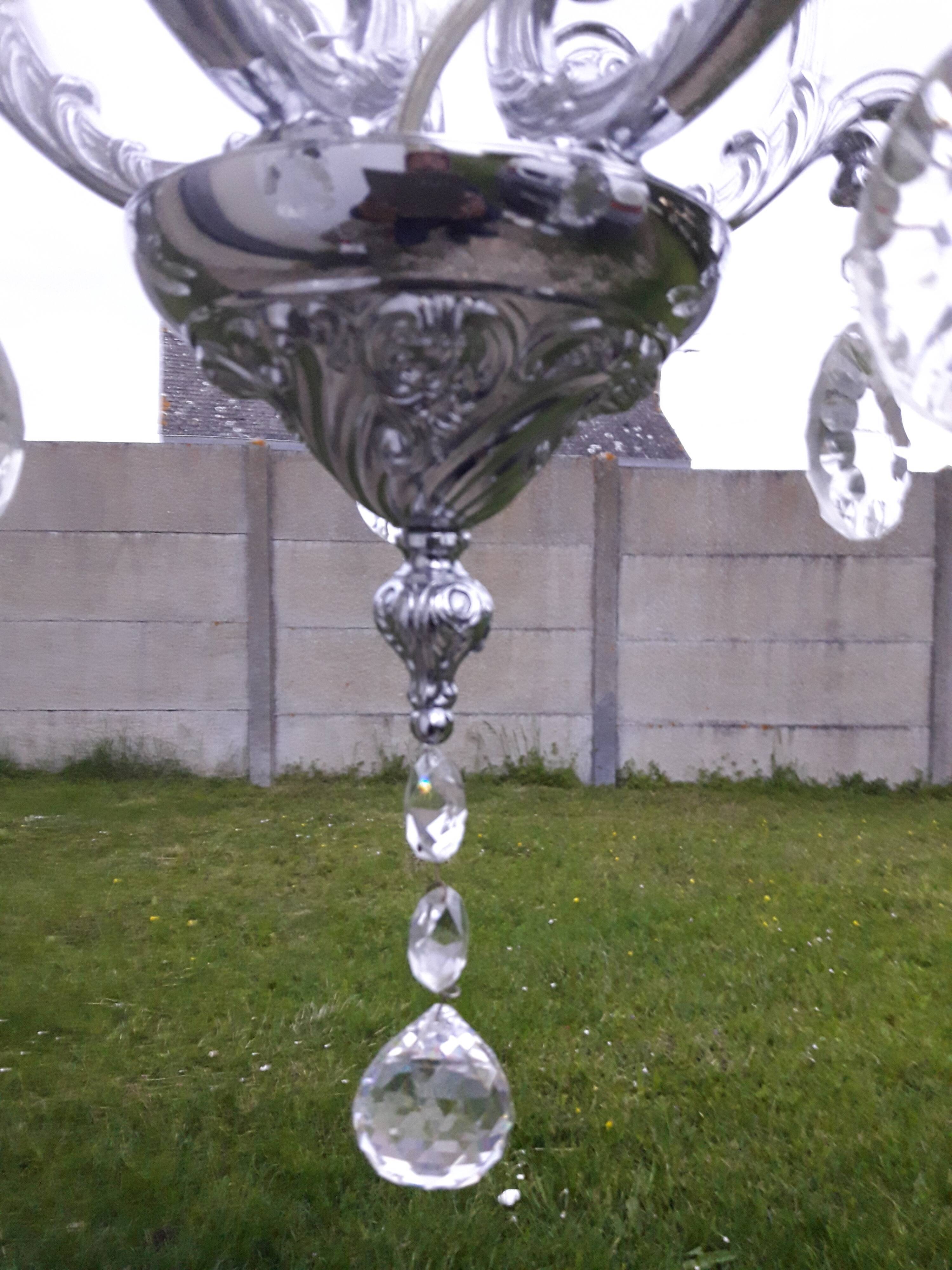 5-light chrome metal chandelier with Italian design stamps