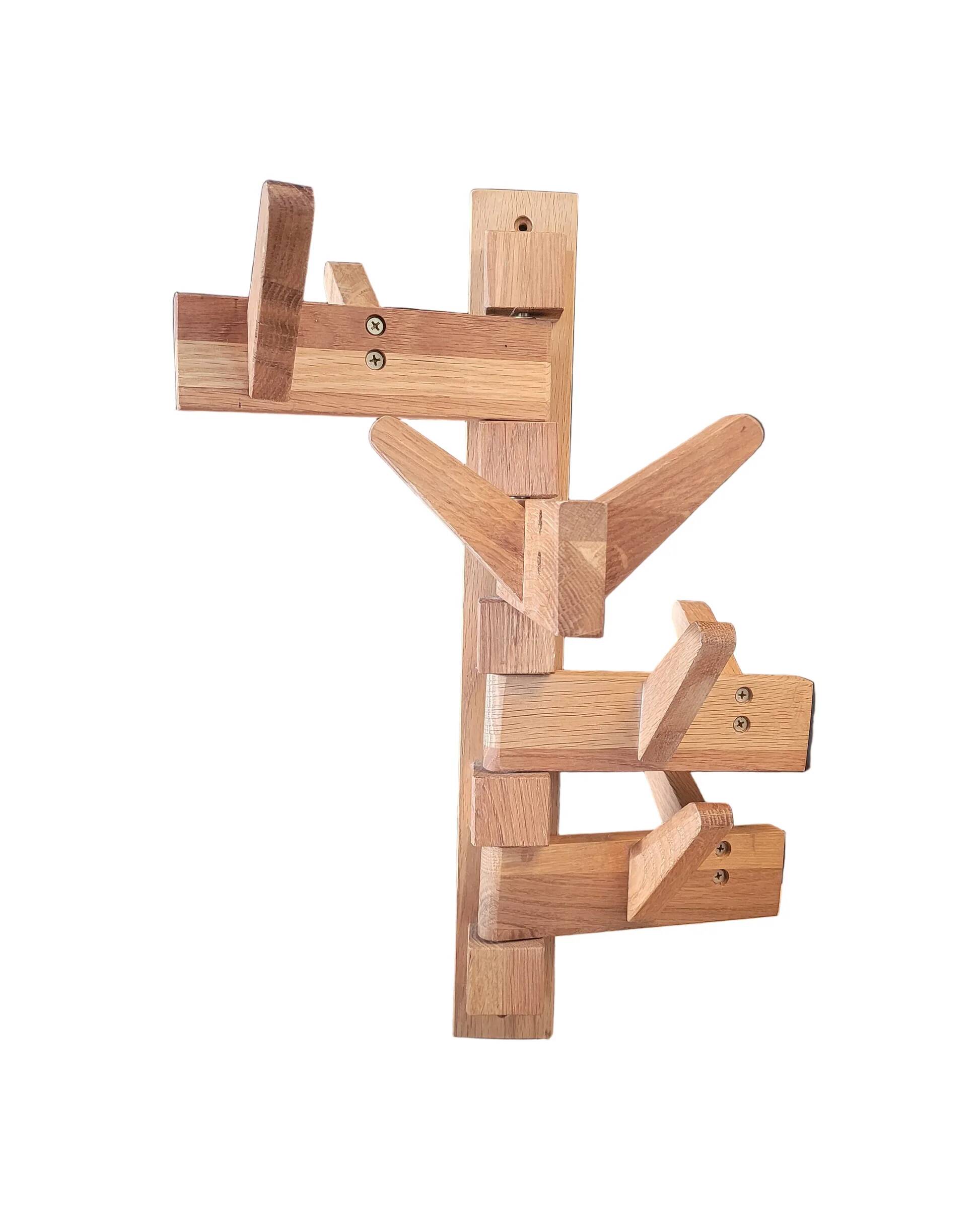 Articulated vertical wall coat rack