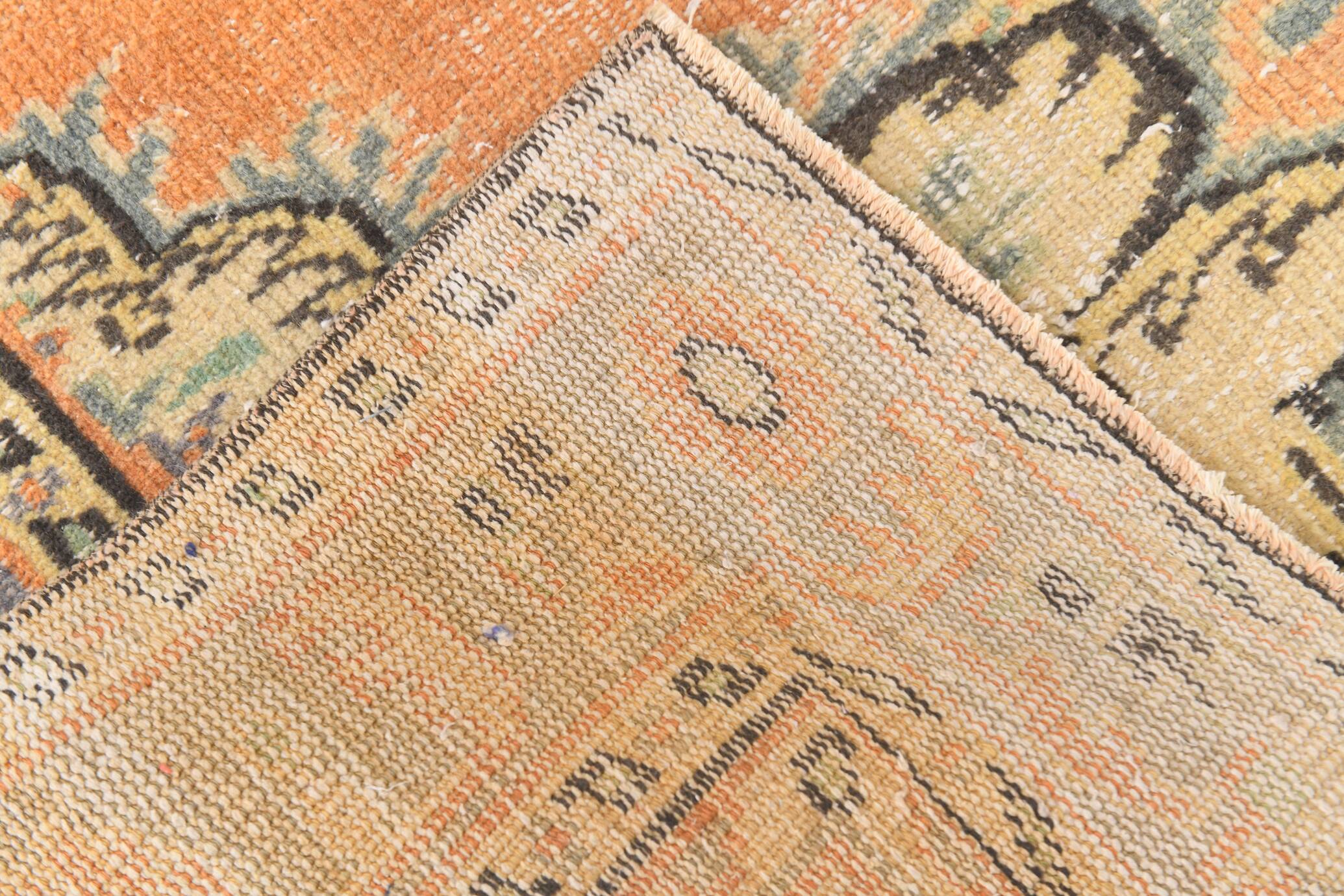 6x9 Vintage Pale Orange Oushak Handmade Vintage Rug, 176x260 Cm