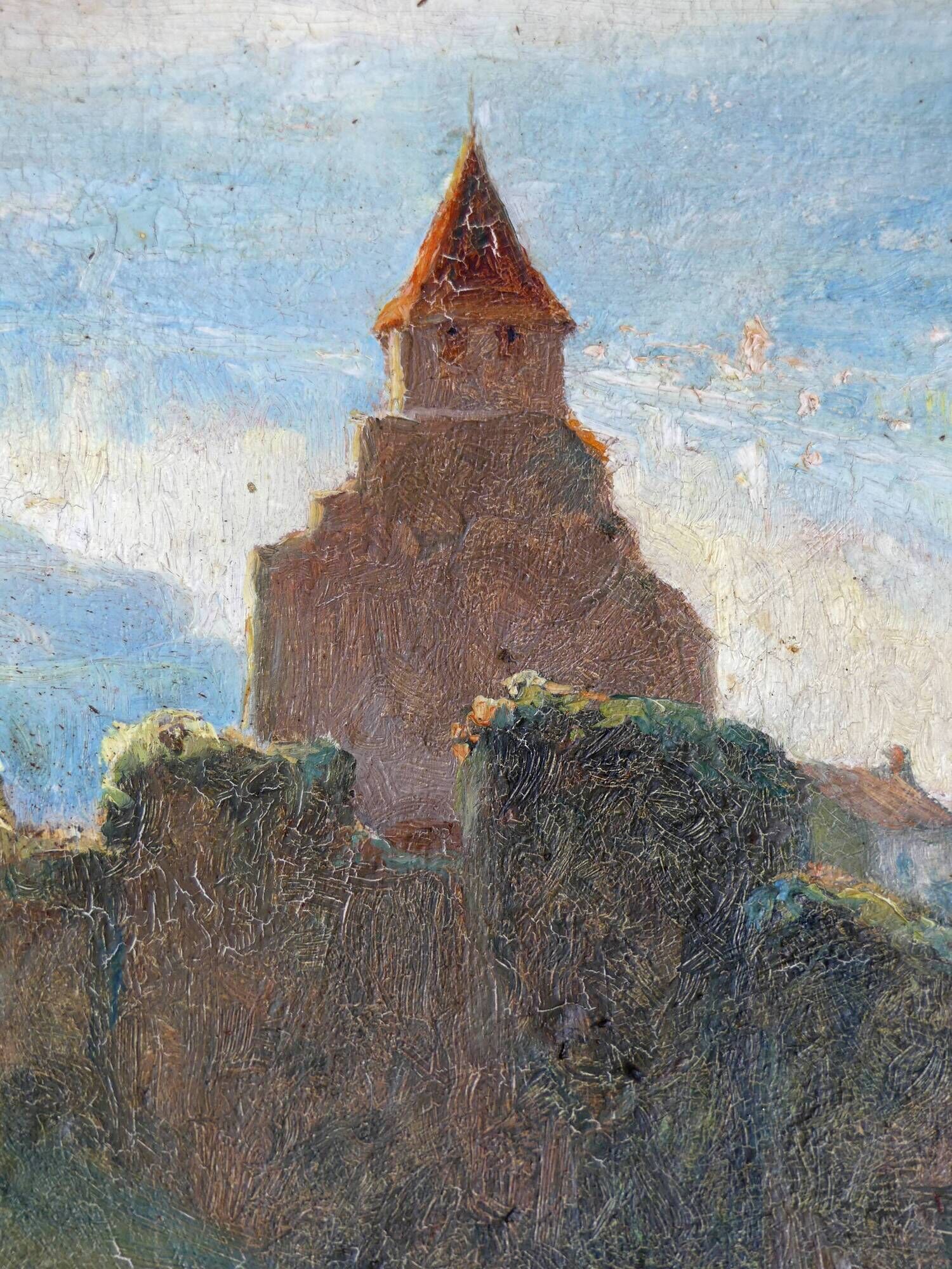 Old painting oil landscape pyrenees jean torthe 1890-1981 agen