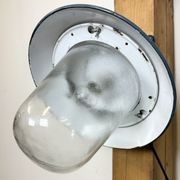 Industrial Blue Painted Factory Lamp Wall Light from Elektrosvit, 1960s
