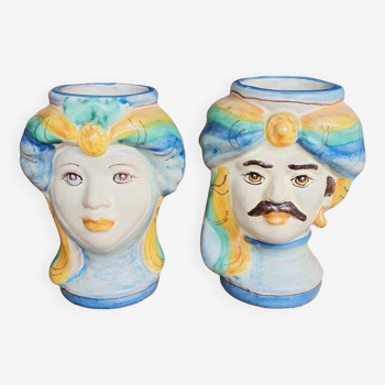 Pair of Moorish head vases
