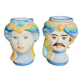 Pair of Moorish head vases
