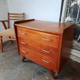 Commode chêne  pied compas, vintage reconstruction