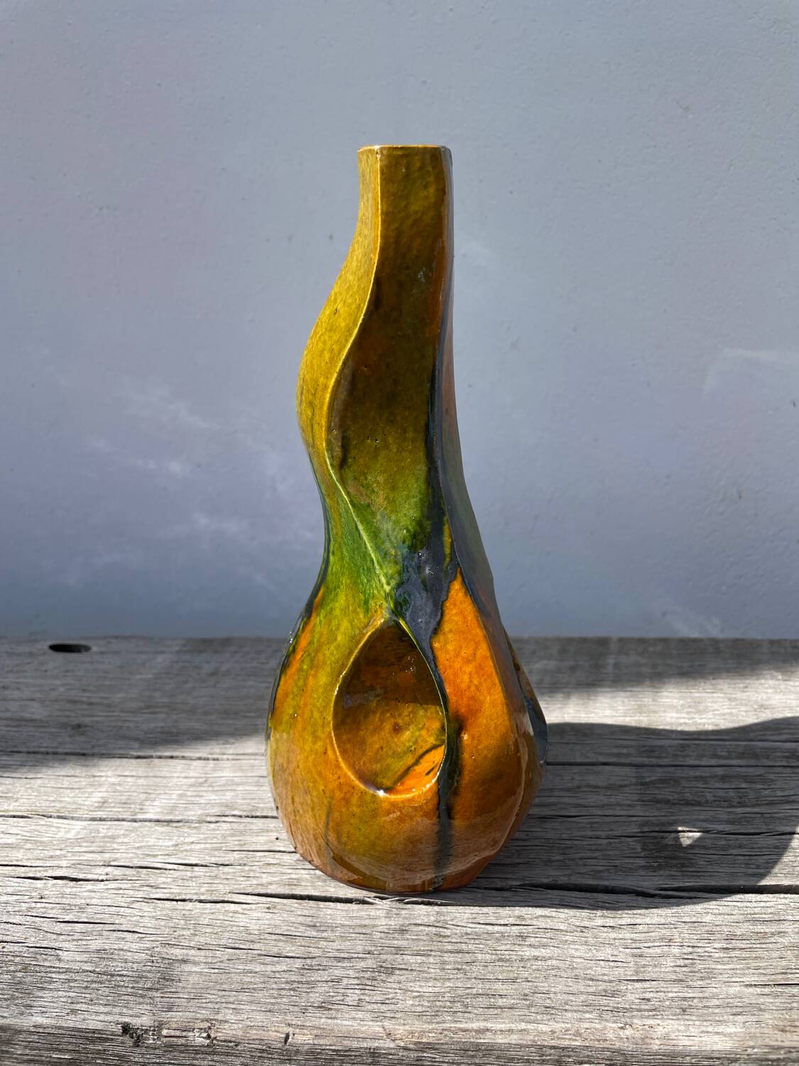 Vintage ceramic vase with drips