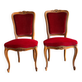 Set of 2 beech + velvet chairs