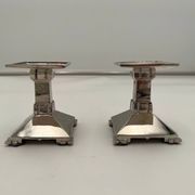 Art Deco Nickel-Plated Bronze Candlesticks, France, 1930, Set of 2
