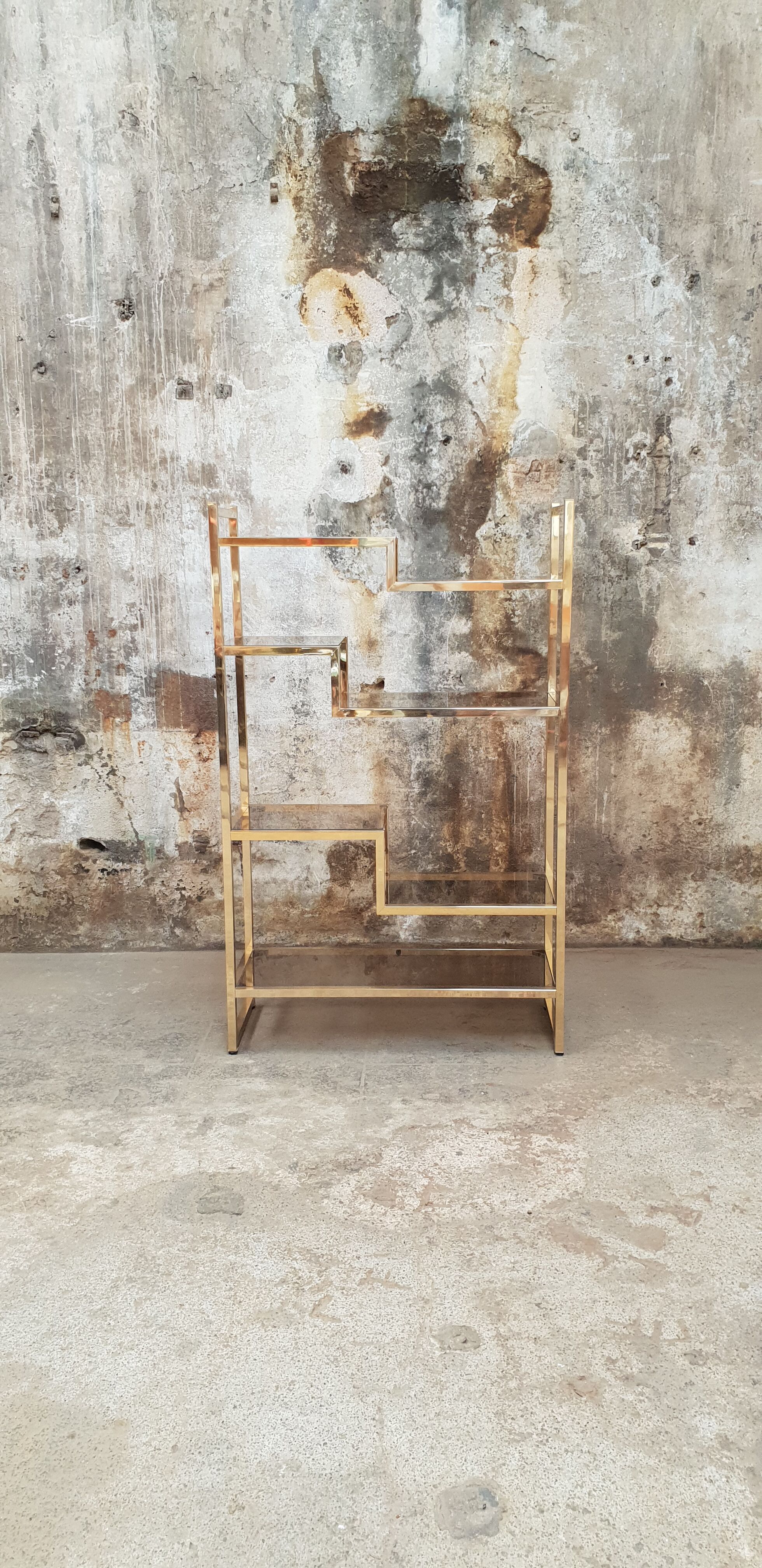 Vintage glazed brass shelf