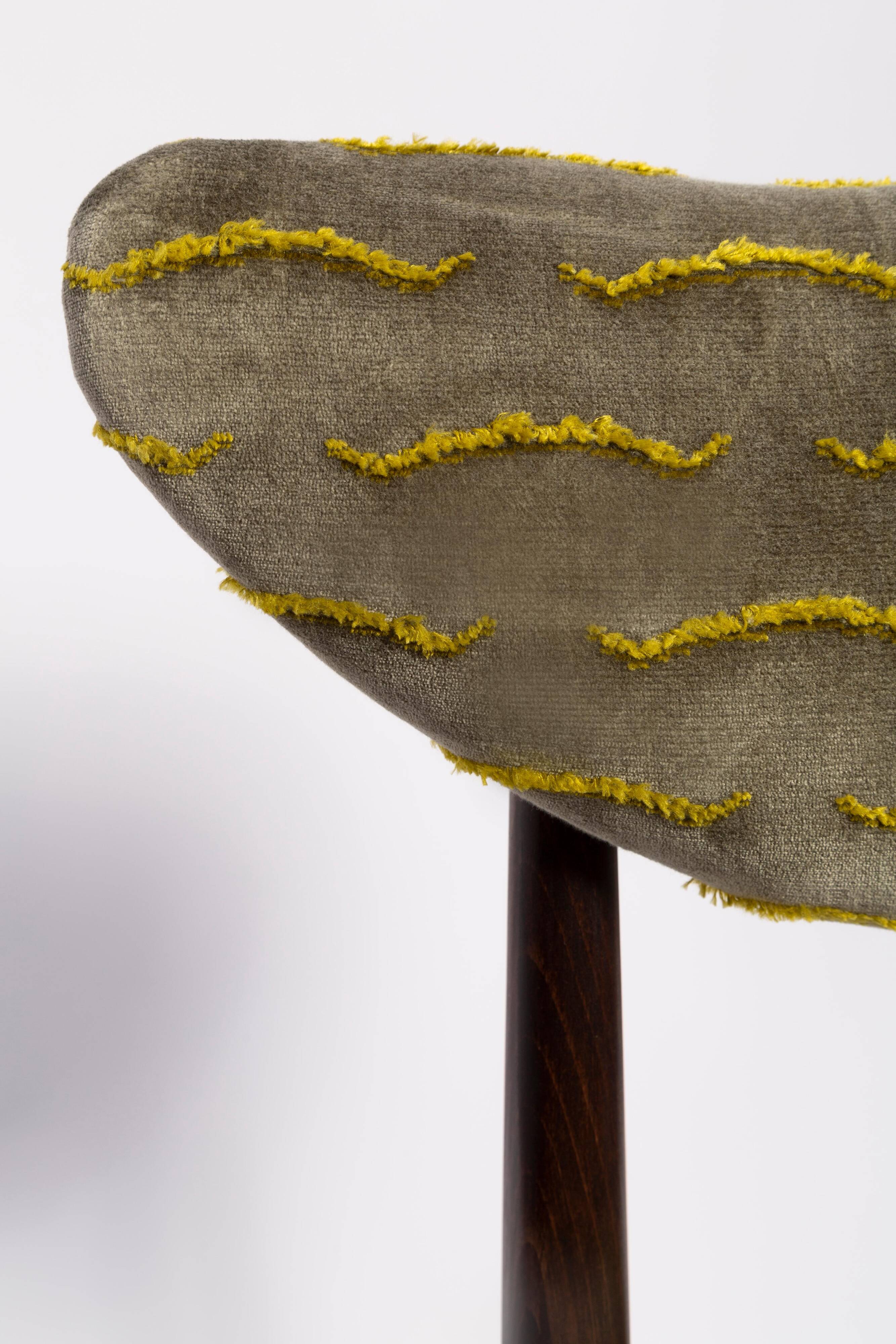 Heart-shaped mid-century chair in green velvet New Waves, Europe, 1960s