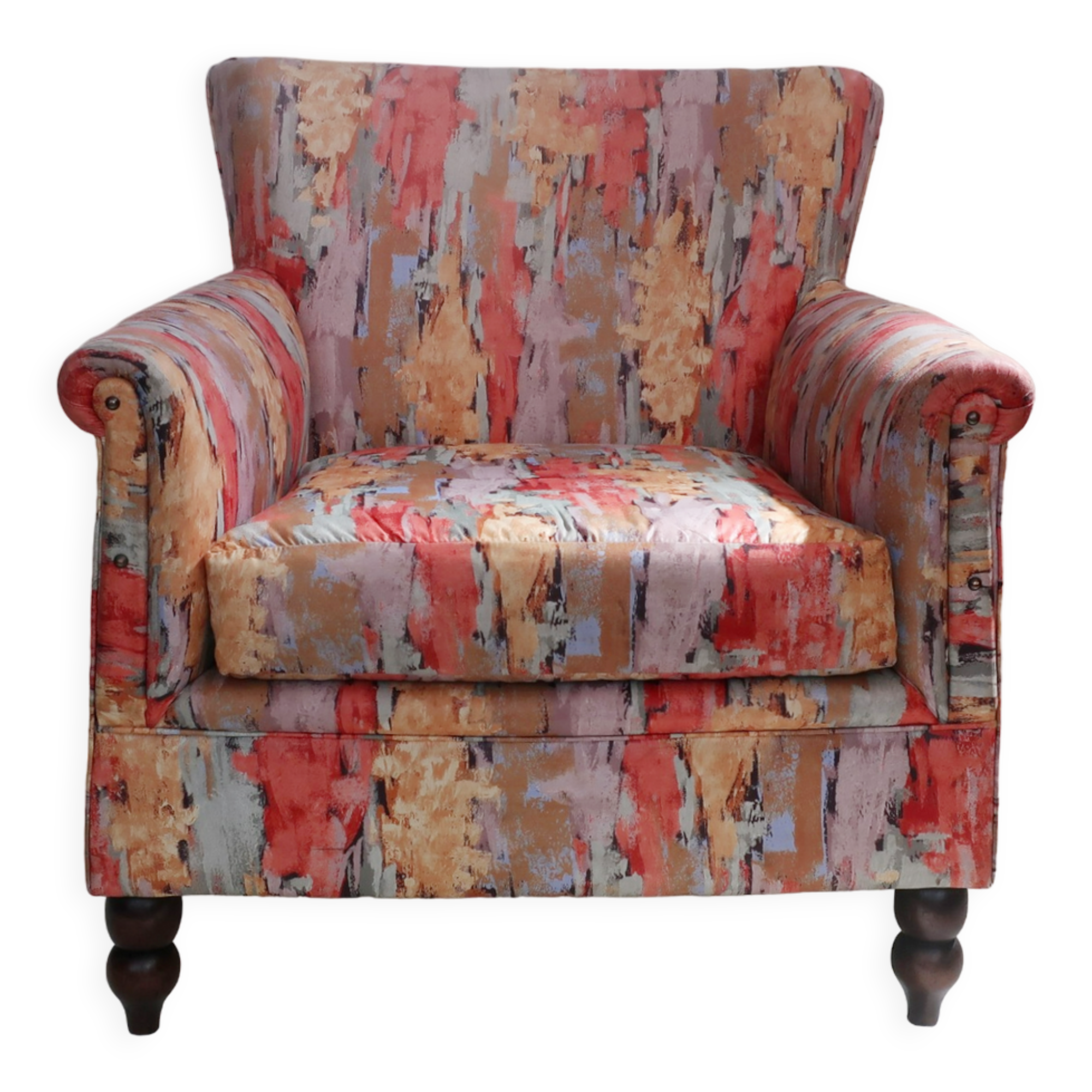 80's fauteuil made with chintz fabric