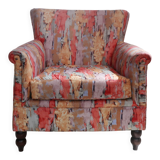Fauteuil des années 80 en tissu chintz