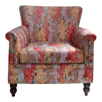 Fauteuil des années 80 en tissu chintz