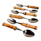 Set of 6 vintage dessert spoons with bamboo handles.
