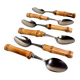 Set of 6 vintage dessert spoons with bamboo handles.