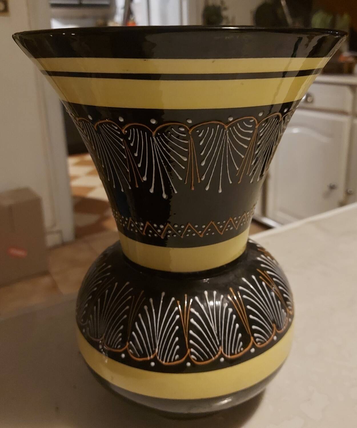 Faience vase from Quimper signed HB Quimper