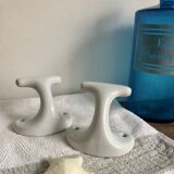 Pair of white porcelain hooks