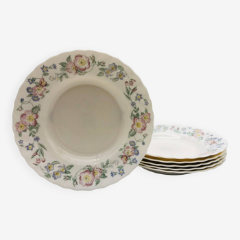 6 Assiettes Creuses “Arcopal” aux motifs fleurs