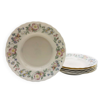 6 Assiettes Creuses “Arcopal” aux motifs fleurs