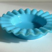 CENDRIER Vide-Poche Verre OPALIN Bleu VINTAGE