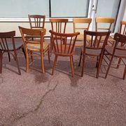 Set of 16 mismatched wooden bistro chairs - vintage - luterma