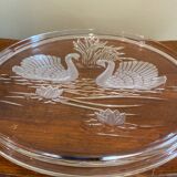 Plateau en verre décor cygnes