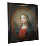 Ancient painting on glass depicting a female figure XVlll century