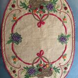 old oval placemat handmade embroidery 36x50