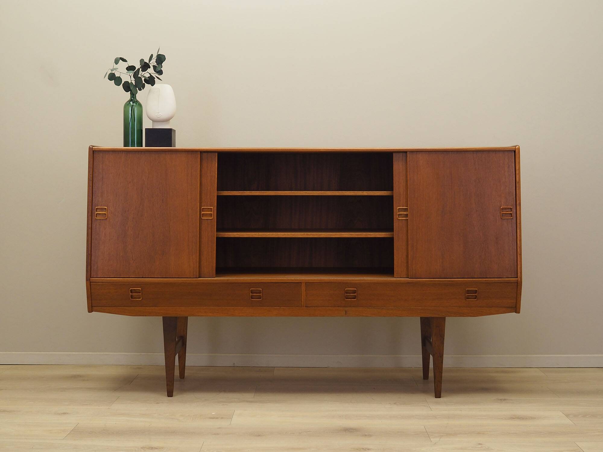 Teak highboard, Danish design, 1960s, manufactured in Denmark