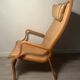 Pair of Scandinavian Bentwood Lounge Chairs in Cognac Leather, 1970s–80s