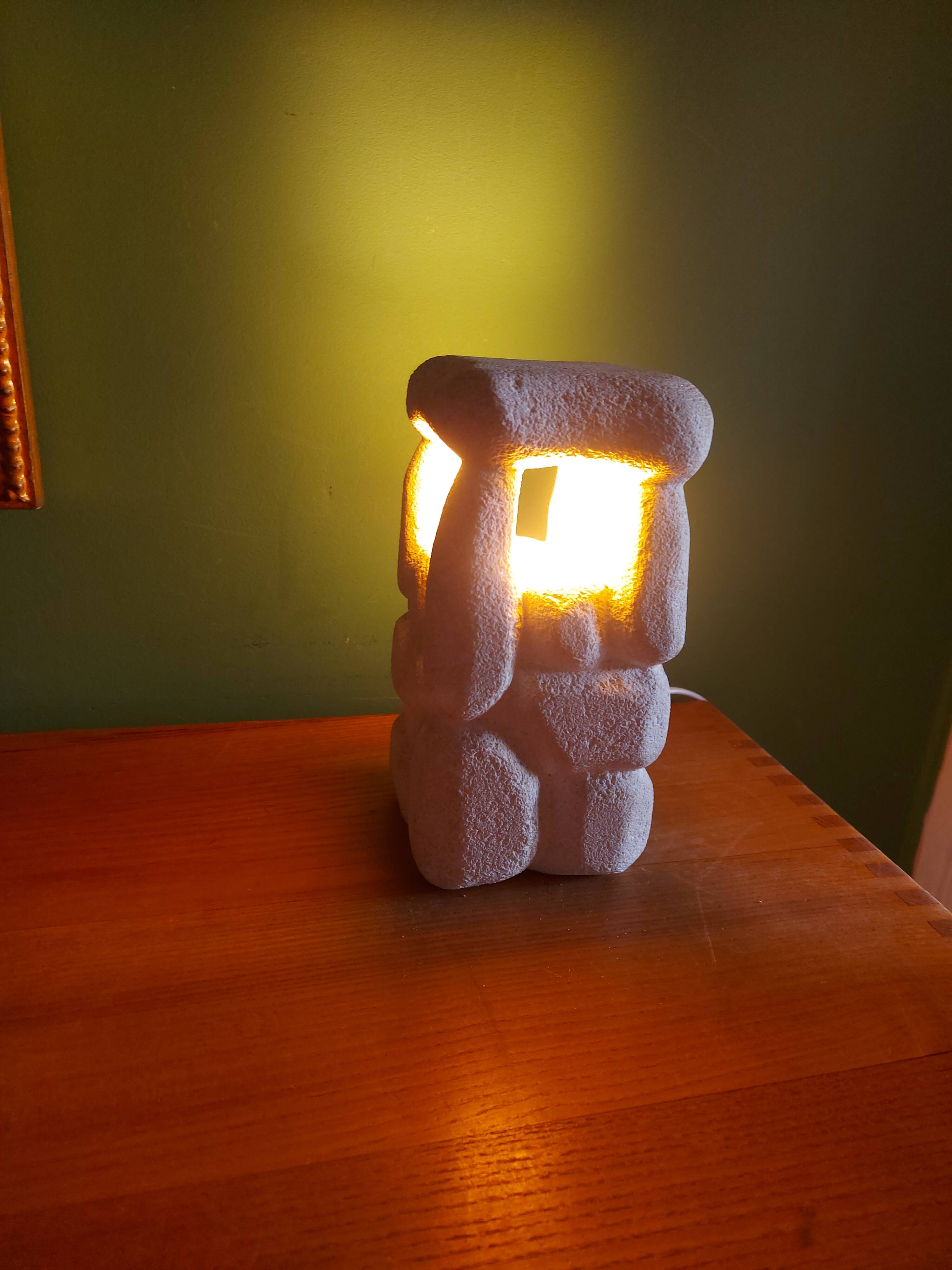 Albert Tormos carved stone lamp