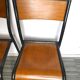Lot of 4 adult school chairs, wood and black metal