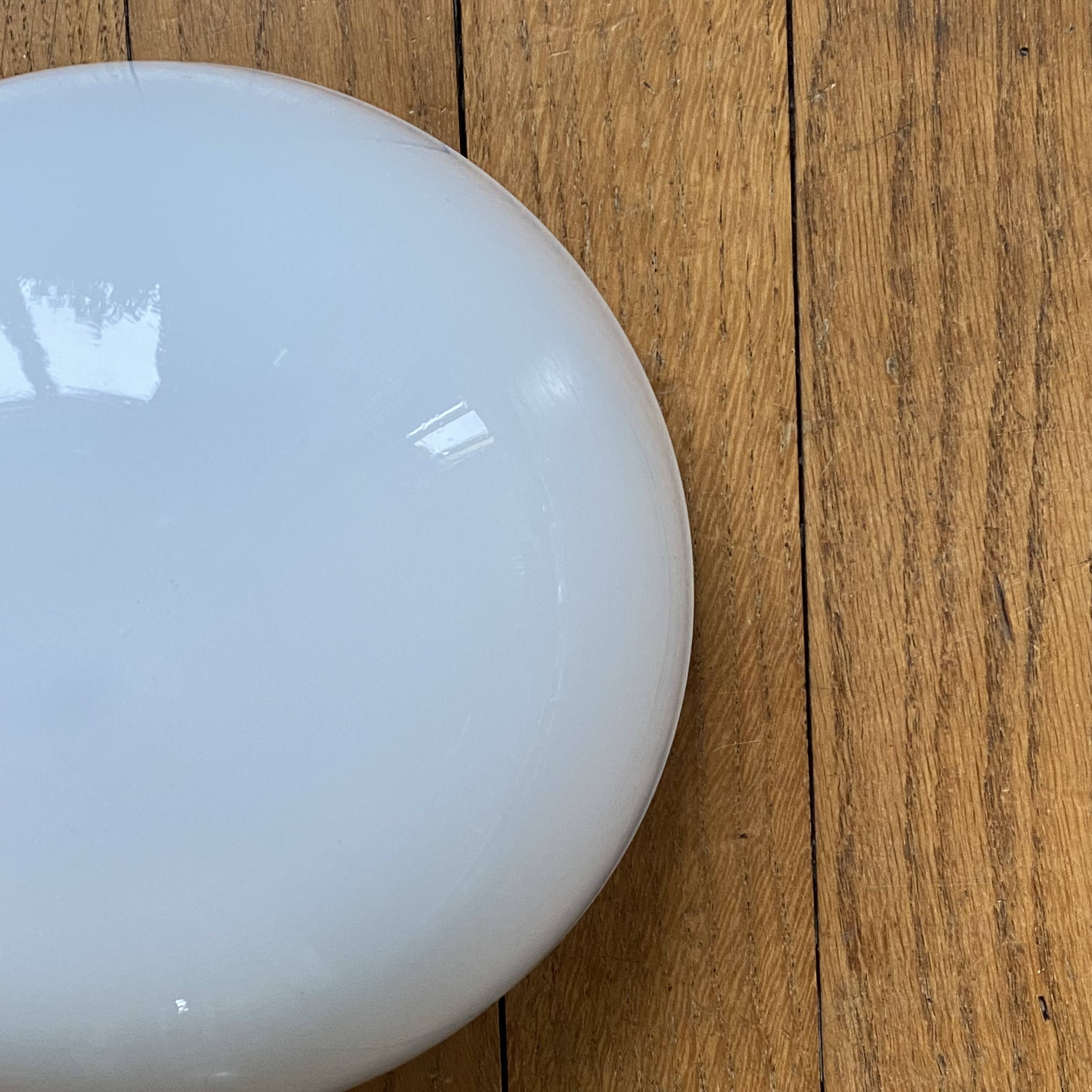 Ceiling light or half-moon wall sconce 20 cm white opaline glass 1960s 1970s