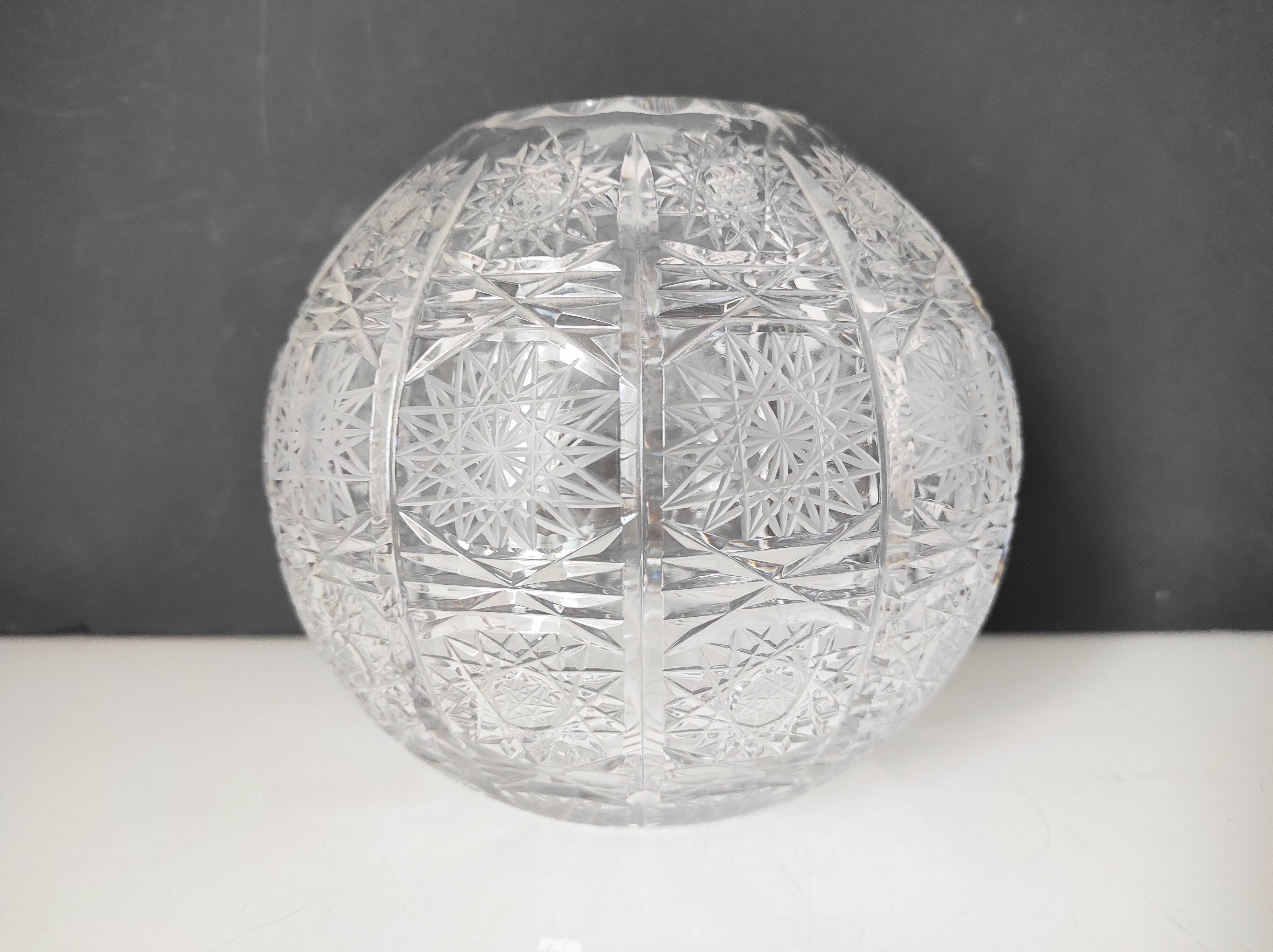 Cut crystal ball vase