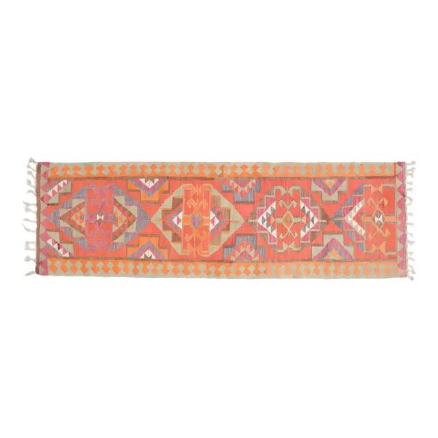 1970s Turkish Oushak Handmade Wool Cotton Orange Area Rug 91x305