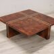 Square Coffee Table In Walnut Burl, 1970s