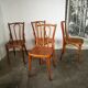 Set de 4 chaises bistrot en bois courbé, dossier épingle