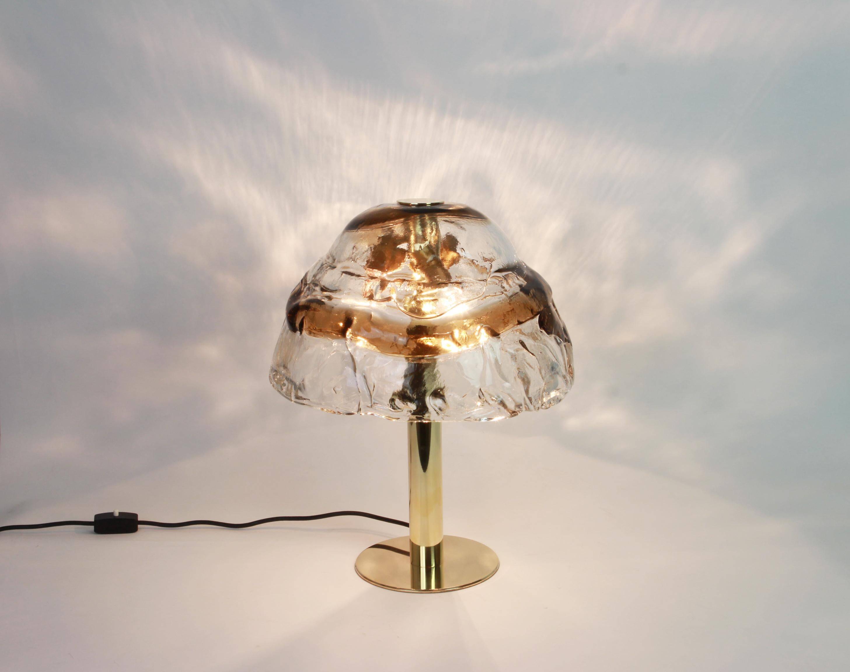 Smoked glass table lamp by Murano for Kalmar, Austria, 1970s.