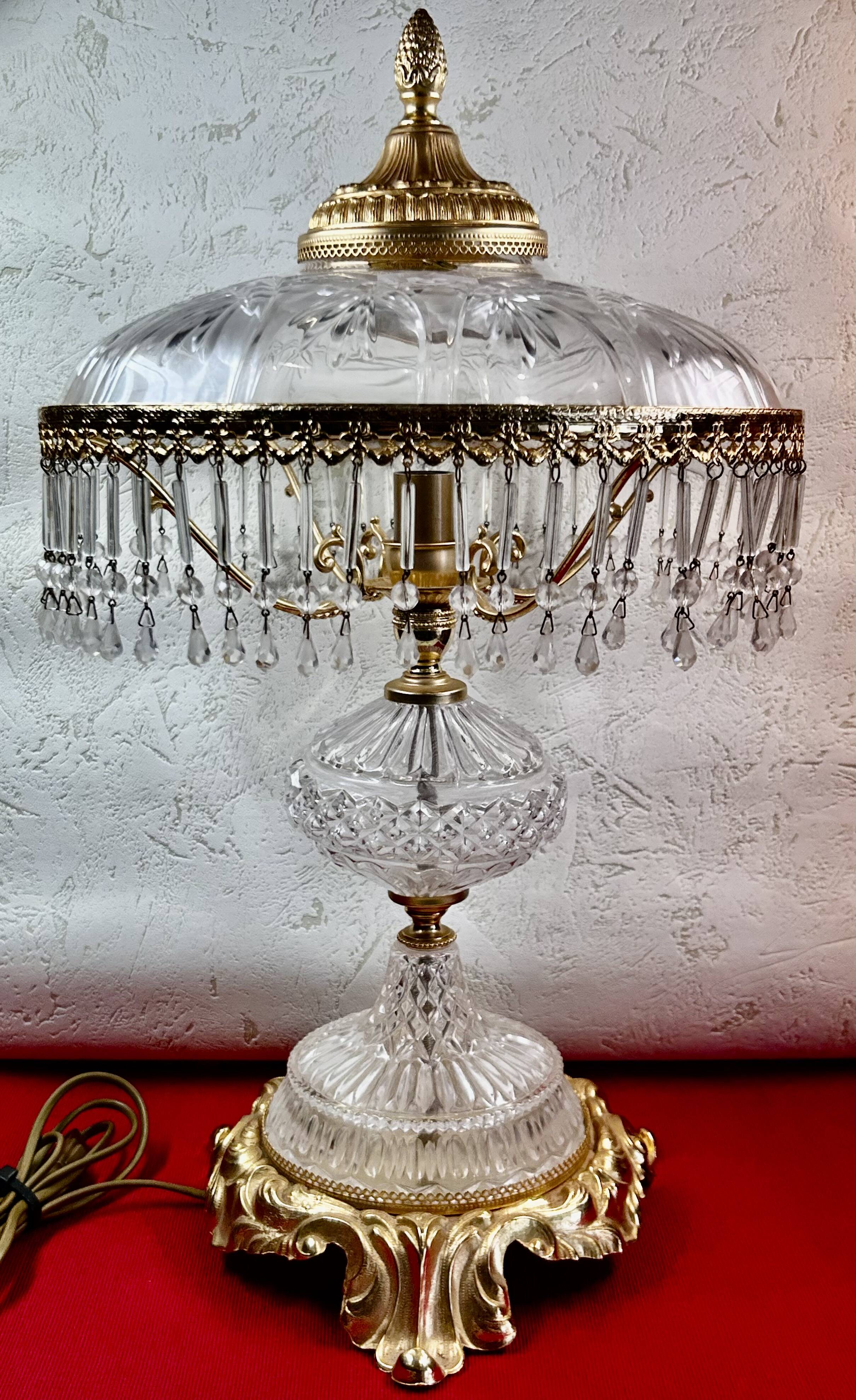 Italian style table lamp, glass artist Charles Balembois, glass & B
