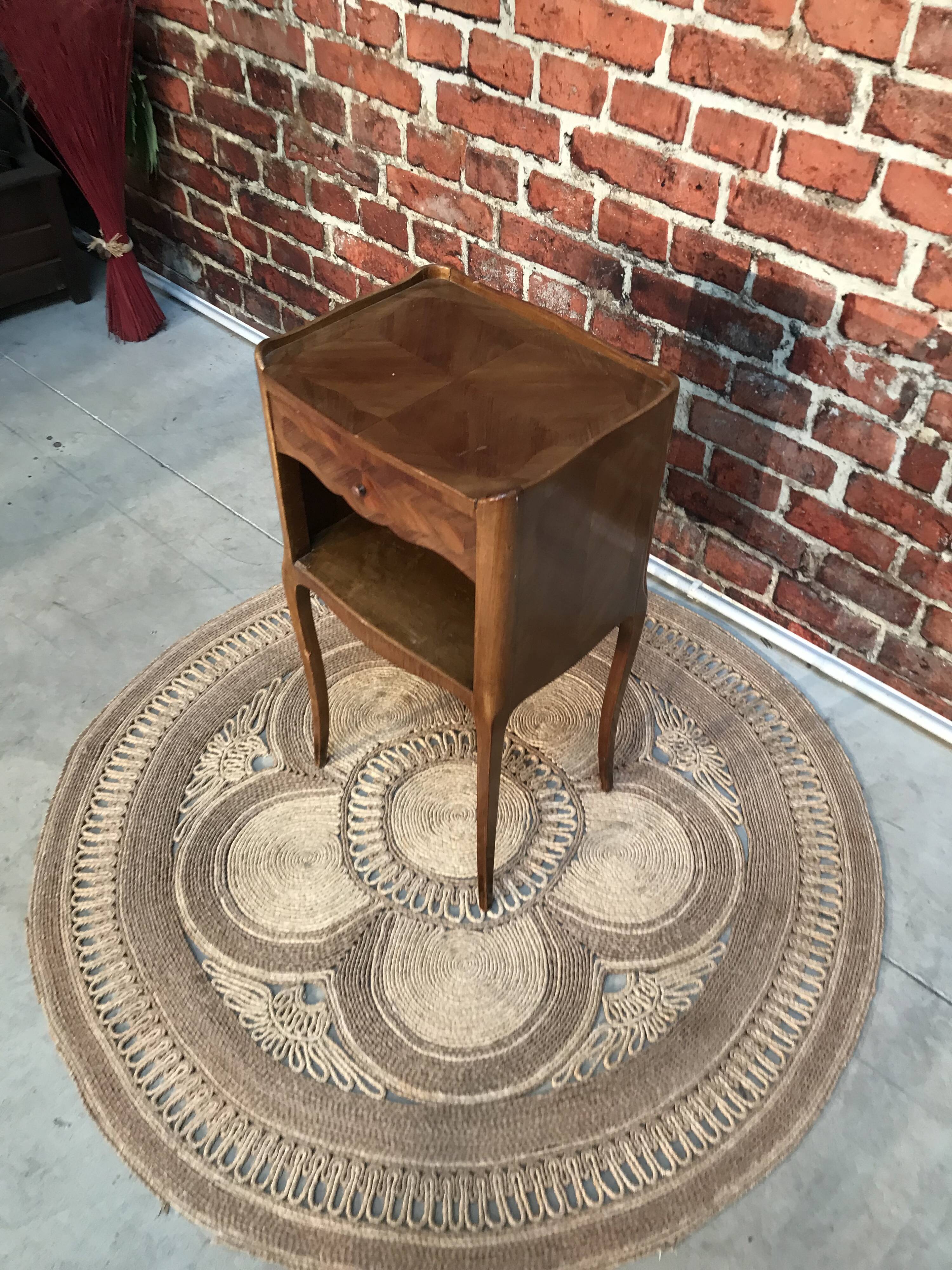 inlaid bedside table