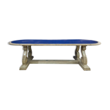 Table 40 years, surface mirroitante, structure in painted wood.
