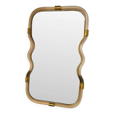 Wave Mirror in Gold “Torchon” Torciglione Murano Glass, Exclusive Design by