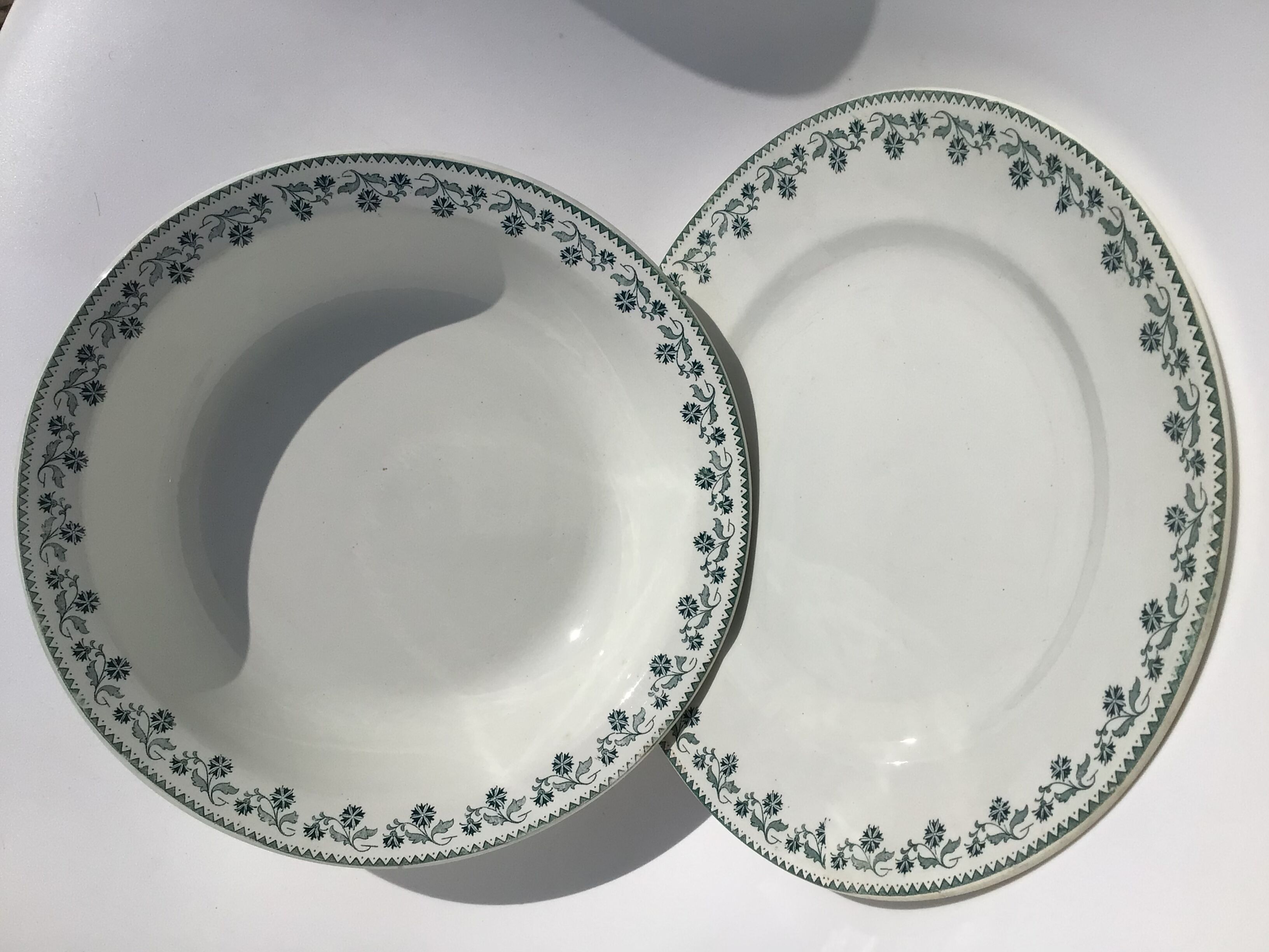 2 Plates Terre de Fer Moulin des Loups Georgette dark green diameter 28cm
