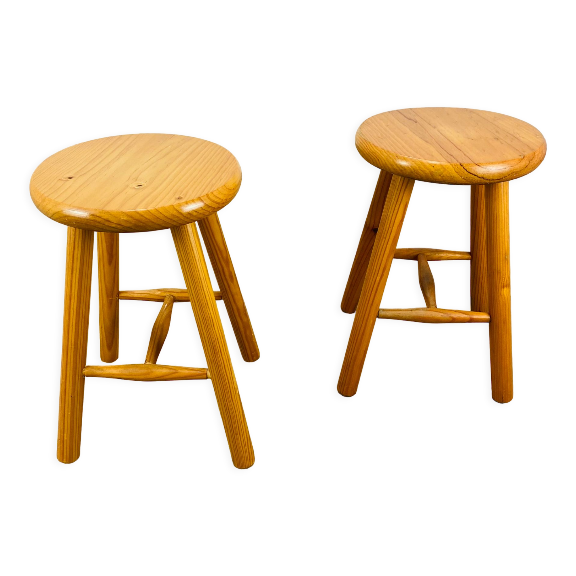 Pair of vintage pine stools
